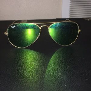 Ray-Ban green reflective aviators